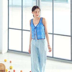 플라스틱아일랜드  (PR2KV561) 리본여밈 크로셰 베스트