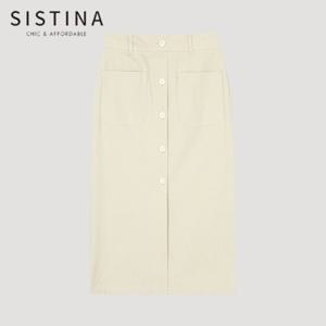[SISTINA] 인기 스티치 버튼 장식 스커트_AWWSKO21060_LB