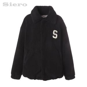 [시에로]와펜장식 스탠카라 뽀글이 블루종 점퍼 SI4JPF713