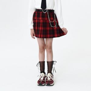 [더데이걸]열쇠 벨트 체크 플리츠 스커트 TGWH24W01