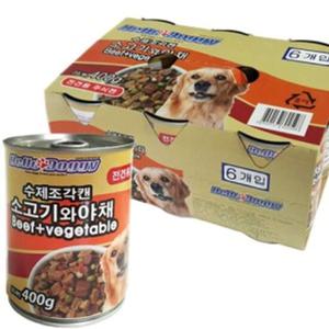 헬로도기 수제조각캔 400g 소고기와야채 6개세트