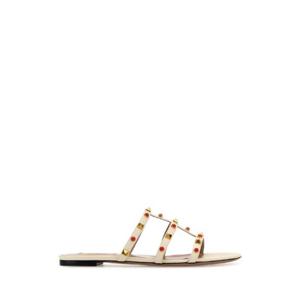VALENTINO GARAVANI White leather Studs slippers 6W2S0C49MAX D2K
