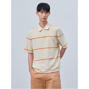 [빈폴멘] 세미오픈넥 스트라이프 티셔츠  아이보리 BC4342C110