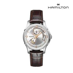 [해밀턴]H32705551 재즈마스터 오픈하트 42mm 실버/브라운 가죽