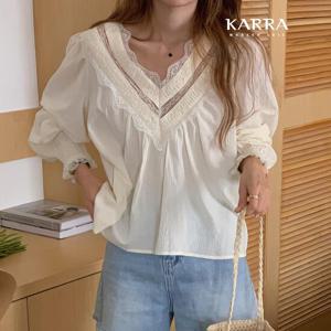 [카라]KARRA (77까지)브이레이스포인트블라우스_A4S1039