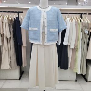 [온앤온]라운드넥 배색 트위드자켓 njw4mj49502