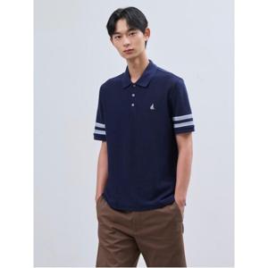 [빈폴멘] 조직감 소매배색 칼라넥 티셔츠  네이비 (BC4642C48R)