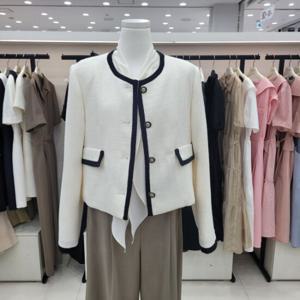 [온앤온]라운드넥 배색 트위드자켓 njw4aj89901