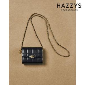 헤지스ACC  퀼팅 가죽 체인 미니백 Z플립 수납 HIWA4F753BK