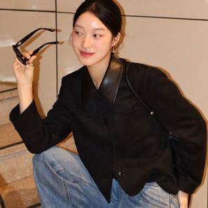 [올리브데올리브]카라 배색 스웨이드 크롭 자켓(OH5SJ169)