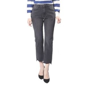 [시에로]밑단언발 디테일 컷팅 BLACK DENIM(SF2DPF110)