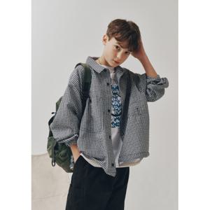 [블루테일]AZB1BL02BK 고방체크 크롭 블랙 셔츠