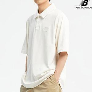 뉴발란스 NBNFD31313-CM 에센셜 싱글메쉬 카라 반팔 티셔츠 오버핏 남녀공용 반팔티