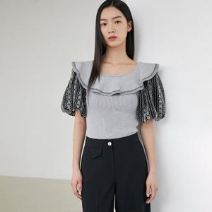 [에고이스트]러플카라볼륨소매슬림풀오버 EQ2KH560