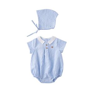M밍크뮤D 25SS (MN)아미띠에체크SET바디슈트 모자보넷세트 (3597067601)