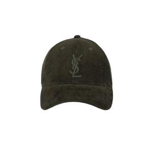 생로랑 x 뉴에라 YSL 모노그램 캡 코듀로이 다크 그린 695048-Y2B41-2900