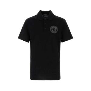 VERSACE 블랙 피케 폴로 셔츠 10139061A12345 1B000