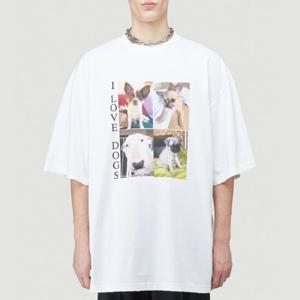 25 SS 발렌시아가 I Love Dogs 아이 럽 독 프린트 티셔츠 화이트 641614 TJVH 19000