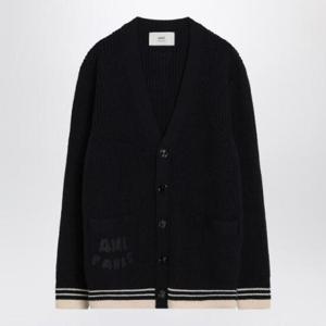 AMI PARIS Navy blue cardigan in wool knit UKC168UKN0068/Q_AMI-4011