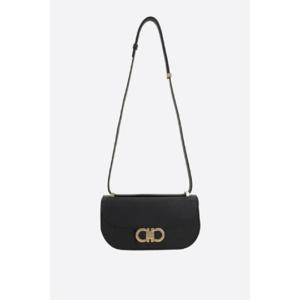 FERRAGAMO Double Gancini mini shoulder bag in grainy leather 784611
