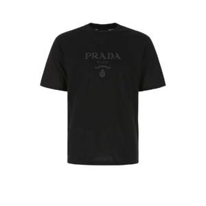 PRADA 블랙 코튼 티셔츠 UJN815S2211052 F0002