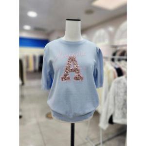 스테파니 세이브존08 소매퍼프 스팽클 니트 A25SW5210