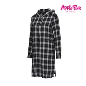 [애플핑크][애플핑크] 후드 체크 롱원피스 (APF0O502GSB)