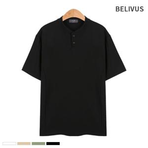 [빌리버스] 남자 반팔 헨리넥 여름 기본 무지 티셔츠 BCM029