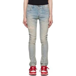 25 SS 아미리 남성 블루 스크립트 로고 스키니 진 242886M186077