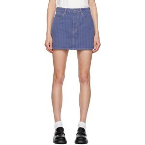 25 SS 가니 여성 블루 스트라이프 데님 미니 스커트 242144F090004