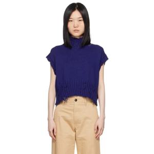 25 SS 마르니 여성 블루 크롭 베스트 242379F099003