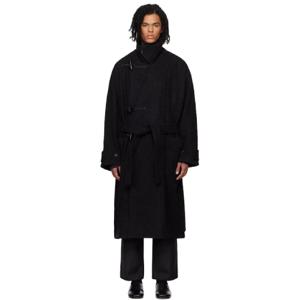 25 SS  남성 블랙 더플 코트 242646M176009