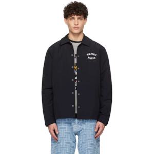 25 SS 겐조 남성 블랙 겐조 파리 베르디 헤비 코치 재킷 251387M180003