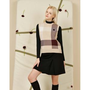 닥스 골프 여성 24FW ONLINE EXCLUSIVE 베이지 체크 울혼방 니트베스트 DNSW4D901I2