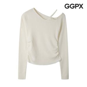 GGPX  웨이스트 셔링 오프숄더 슬릿 티셔츠 (GP3TS021F)