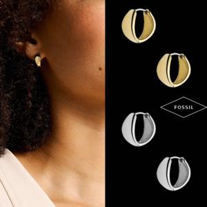 파슬 Fossil JF04742040 여자 남자 Ellis Domed 후프 귀걸이
