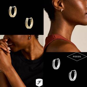 파슬 Fossil JF04772040 여자 남자 Harlow 텍스쳐가 있는 후프 귀걸이