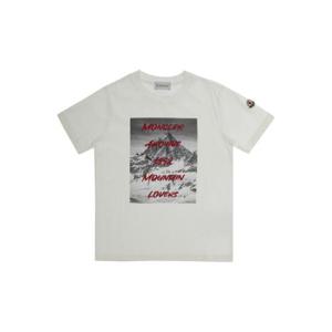 MONCLER KIDS White T-Shirt with Graphic Print in Cotton Boy 8C0001189AFV034
