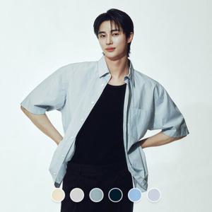 [지오다노]남성 여름 오버핏 코튼 면 포플린 반팔 셔츠 045511/01045511