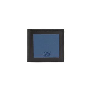 발렌티노 브이로고 시그니쳐 투톤 인타르시아 지갑 블랙 블루 P0654AXI73P