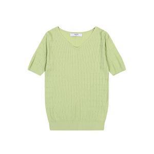 [반에이크]브이넥 골지 반팔 니트_VB38KTUG09Z