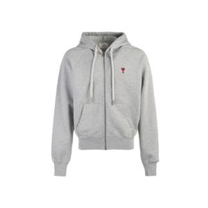 아미 하트 로고 코튼 후드 집업 헤더 애쉬 그레이 USW415-747-0951