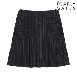 파리게이츠 (521E2PC401BK) 여성 스트라이프 버튼 플리츠 큐롯 스커트