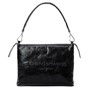 25 FW 알렉산더 왕 Punch 펀치 로고 엠보스 크링클 페이턴트 레더 숄더백 블랙 20324K80L