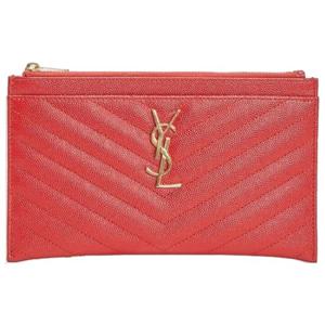 25 SS 생로랑 YSL 모노그램 로고 지퍼 미니 클러치백 레드 504922 BOW01 6515