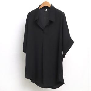 [아이우먼]빅사이즈심플블라우스 5181L408 오픈롤업블라우스 WW