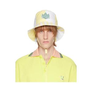 25 SS Maison Kitsune 남성 옐로우   화이트 Hotel Olympia 버킷햇 232389M140001