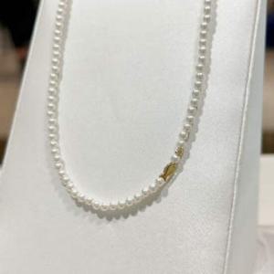 미니골드 14k 2.8mm 럭키 물고기 진주 비드 목걸이 NNOM4001