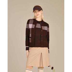 닥스 골프 여성 24FW ONLINE EXCLUSIVE 와인 체크 울혼방 니트베스트 DNSW4D901D3