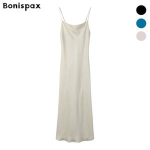 [보니스팍스(여성의류)]뷔스티에 롱 샤틴 원피스 (XP2OP011M0)